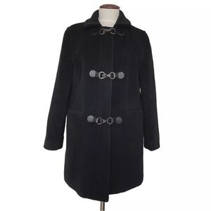 Talbots Black Wool Blend Coat Thinsulate Insulation Full Zip Women's Size 14